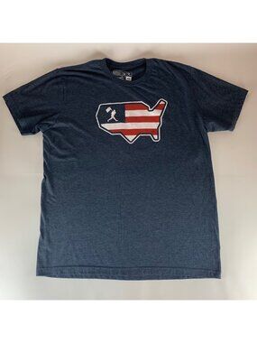 Baseballism Navy Blue American Theme Short Sleeve Crewneck Shirt Mens 2XL